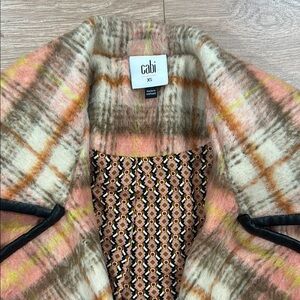 CAbi Pink and Cream Teddy Jacket Cozy Fuzzy Texture